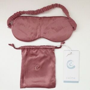 Johnny Was Calme Sleep Mask Cashmere Silk Eye Cover Mauve Pink Silk Travel Pouch